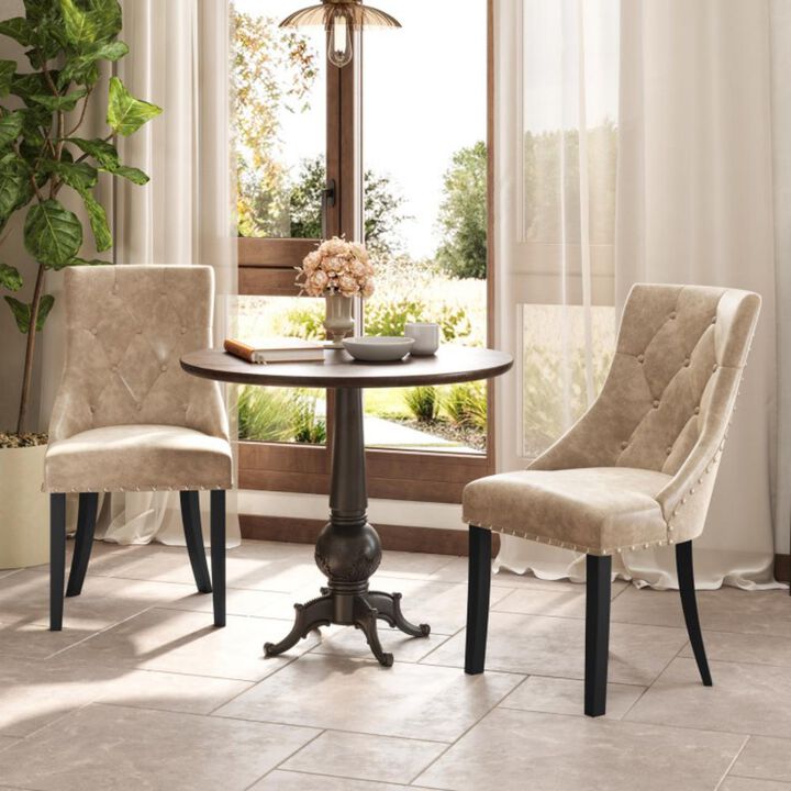 Tufted Wingback Upholstered Dining Chairs Set of 2 for Elegant Dining Room Seating