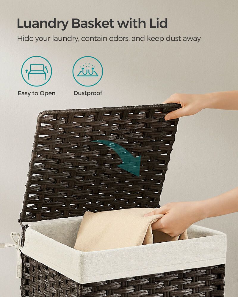 Stylish Storage Box Basket with Lid and Cotton Liner, Perfect for Laundry Room