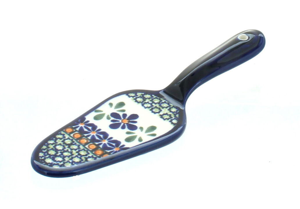 Blue Rose Polish Pottery Nature Cake Server