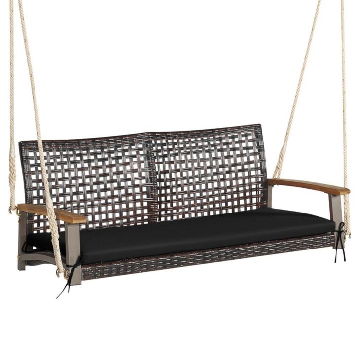 Hivvago 2-Person Rattan Hanging Porch Swing Chair