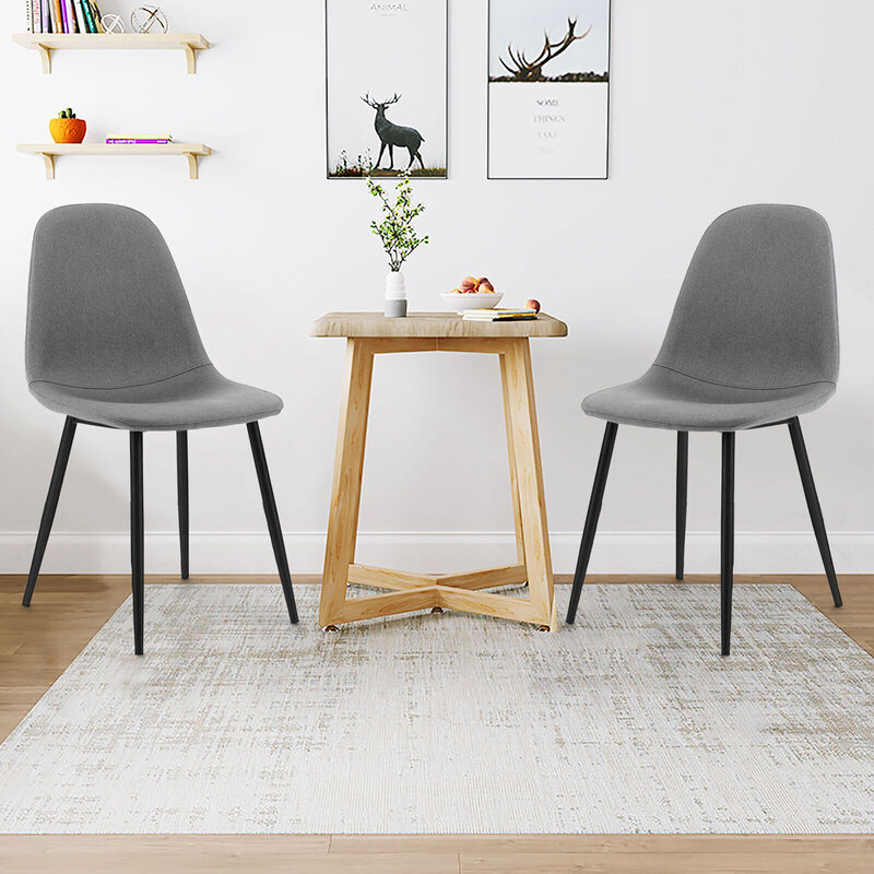 Dining Chairs Set of 2 with Black Metal Legs