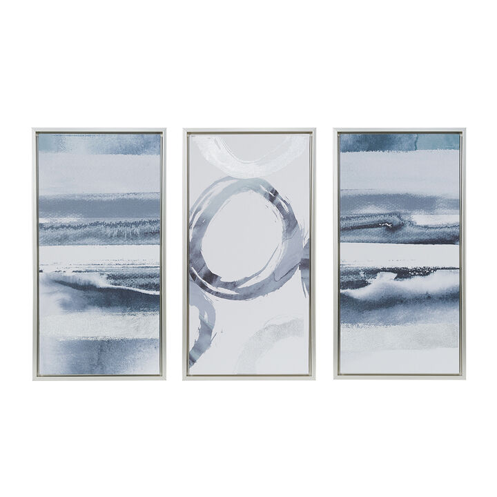 Gracie Mills Mills 3-Piece Silver Foil Abstract Framed Wall Art Set