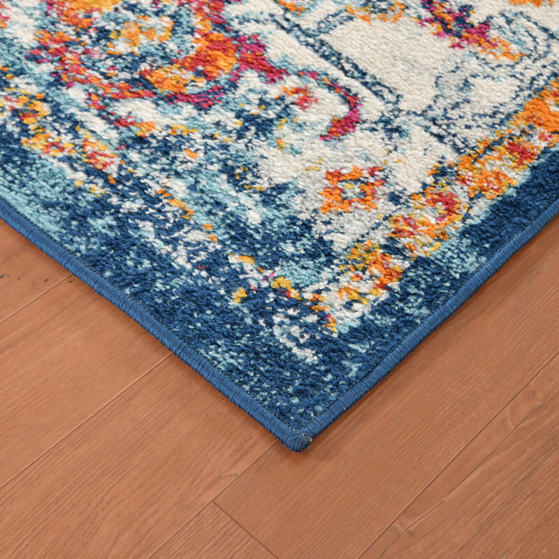 Alexandria Cochise Blue Bordered Runner Rug