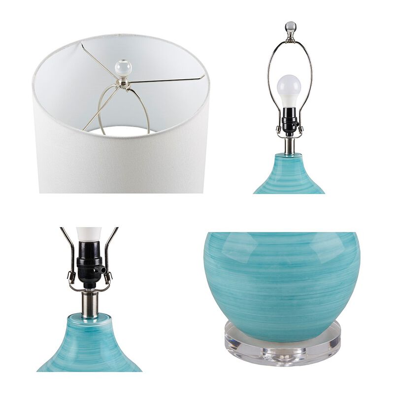 Gracie Mills Lena Aqua Swirl Elegance Blown Glass Table Lamp