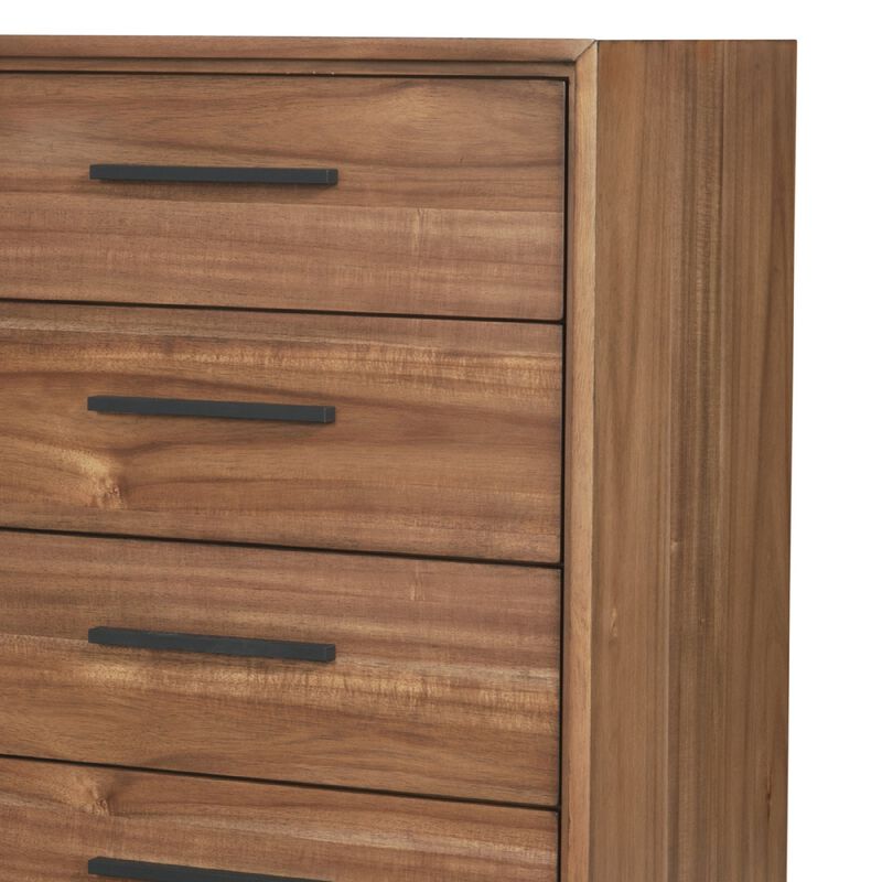 Chest with 5 Drawers and Wooden Frame, Brown-Benzara