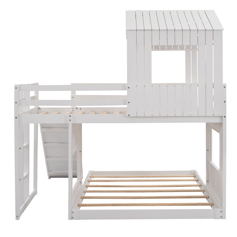 Merax Playhouse Bunk Bed with Slide