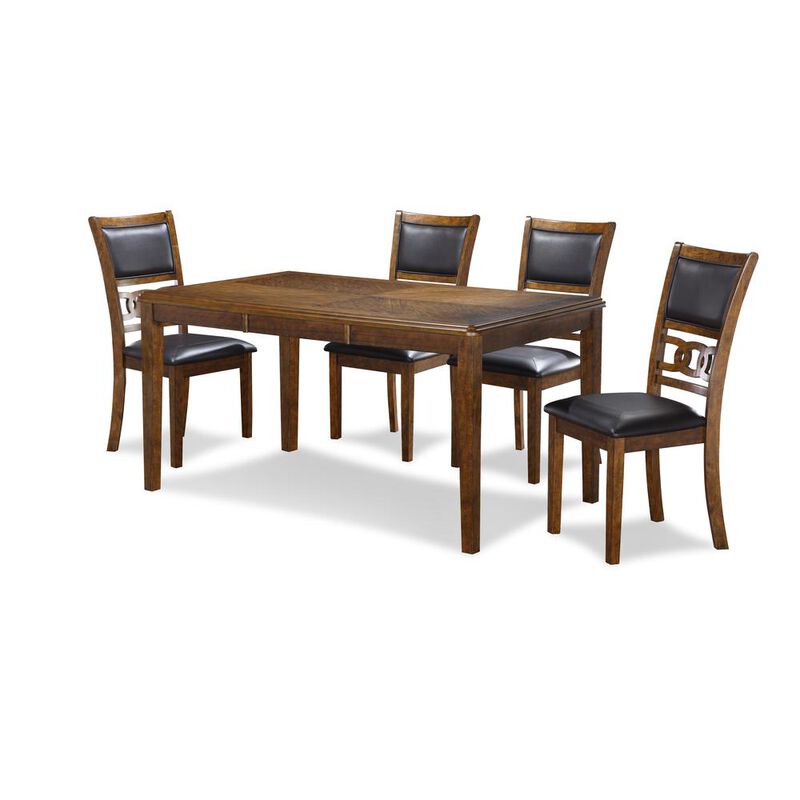 New Classic Furniture Gia 5-Piece 60 Wood Rectangular Dining Set with 4 Chairs in Brown