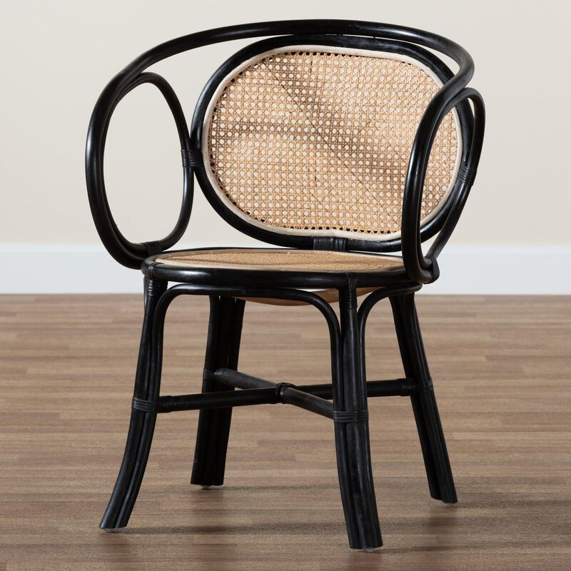 bali & pari Palesa Modern Bohemian Natural Brown Rattan Dining Chair