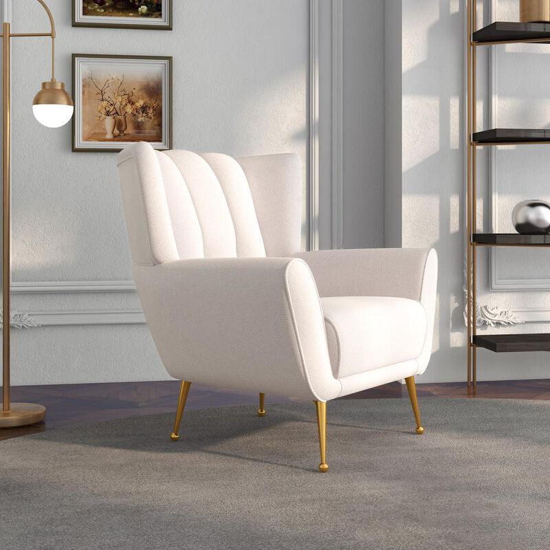 Ashcroft Furniture Co Gianna Mid-Century Modern Tufted French Boucle Armchair