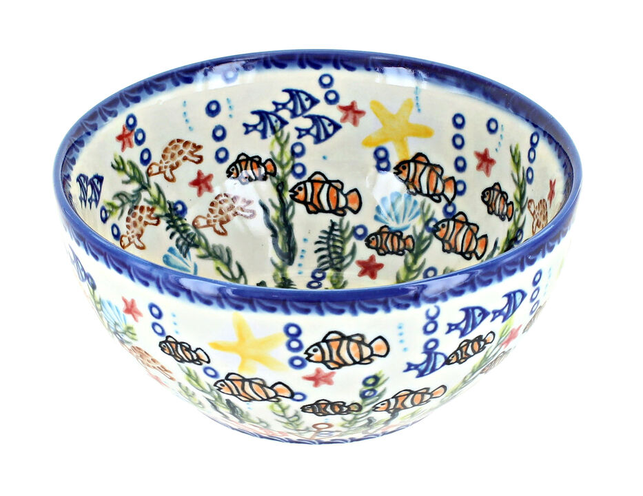 Blue Rose Polish Pottery Snowflake Friends Cereal/Soup Bowl