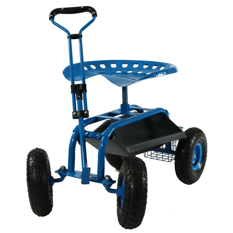 Sunnydaze Steel Rolling Garden Cart with Swivel Steering/Basket