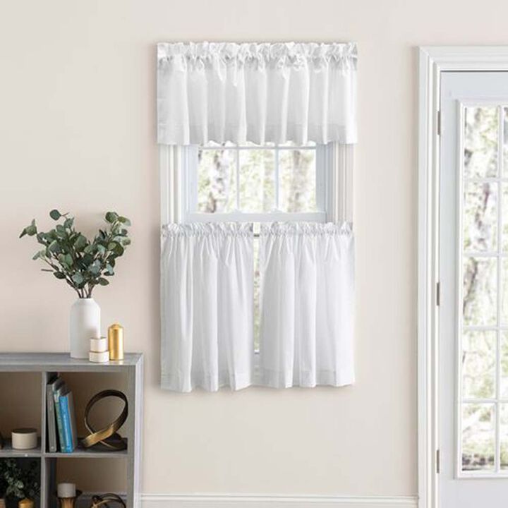 Ellis Classic Tailored Design in a Perma Press Fabric 3" Rod Pocket Tailored Valance 86"x15" White