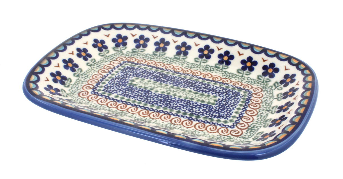 Blue Rose Polish Pottery Atlantis Small Rectangular Serving Platter