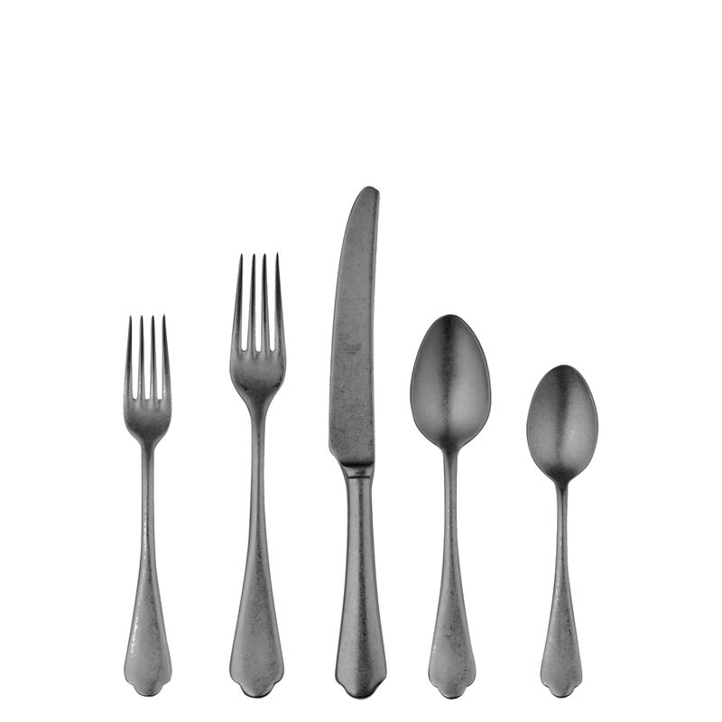 Pewter 5-Piece Flatware Set in Black Gold