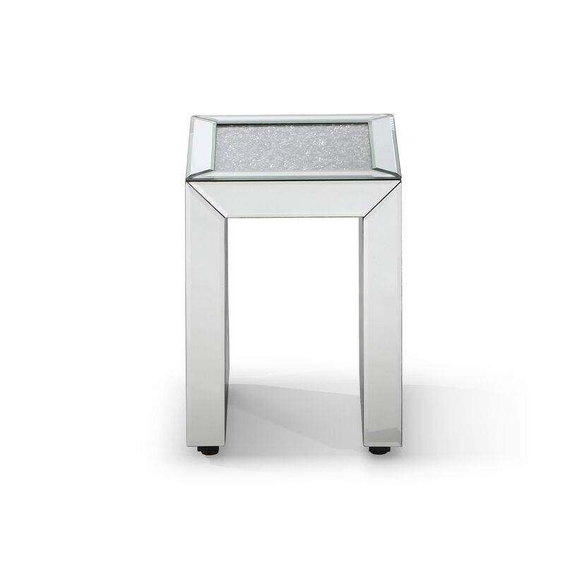 Decor 19.7 in. Silver Rectangle Glass Top Nesting End Table (3 Pieces)