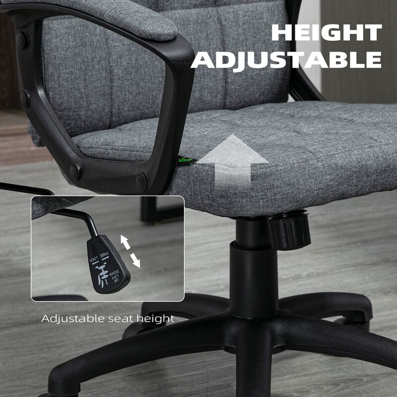 Charcoal Gray Fabric Office Chair: Adjustable Height, Swivel