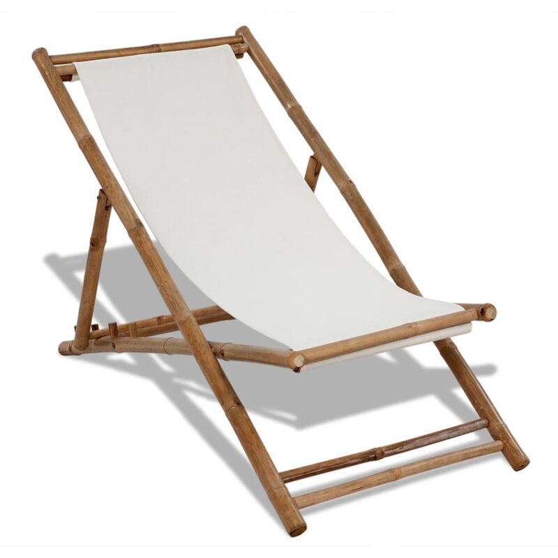 vidaXL Outdoor Deck Chair Bamboo and Canvas