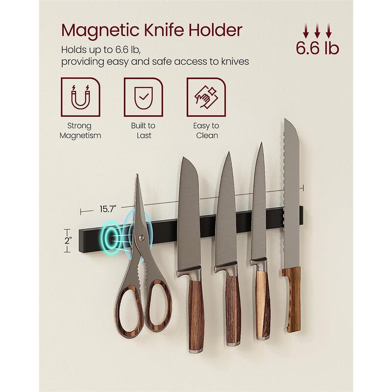 Bakers Rack with Magnetic Knife Holder