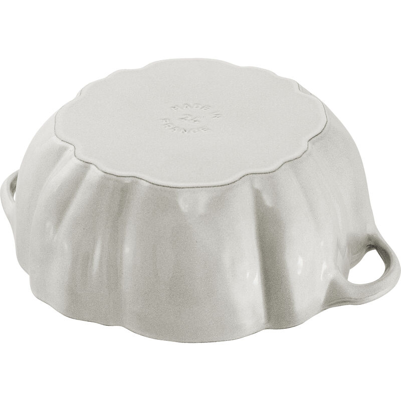 STAUB Cast Iron 3.5-qt Pumpkin Cocotte with Stainless Steel Knob - White Truffle