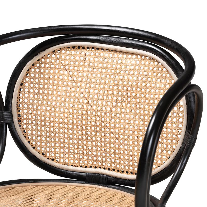 bali & pari Palesa Modern Bohemian Natural Brown Rattan Dining Chair