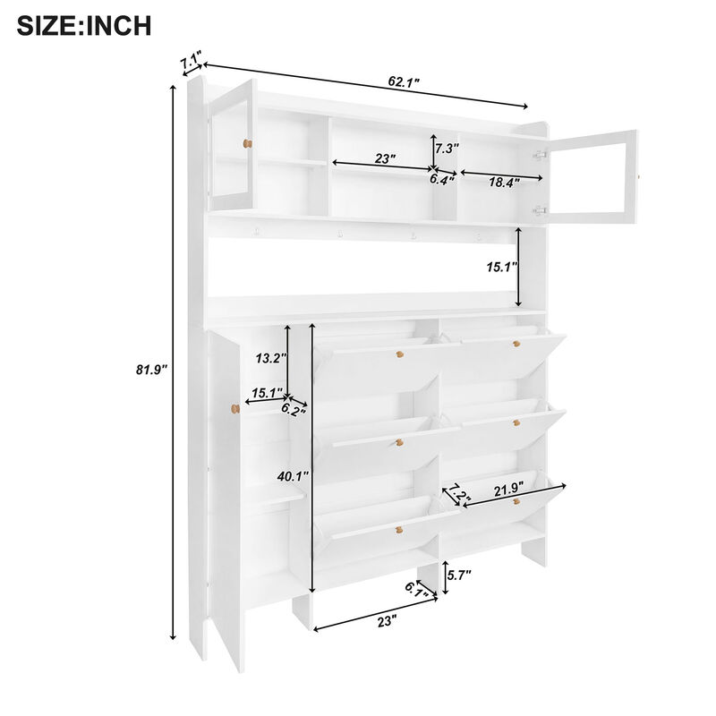 Merax 6 Flip Drawers Shoe Cabinet with Storage Shelf