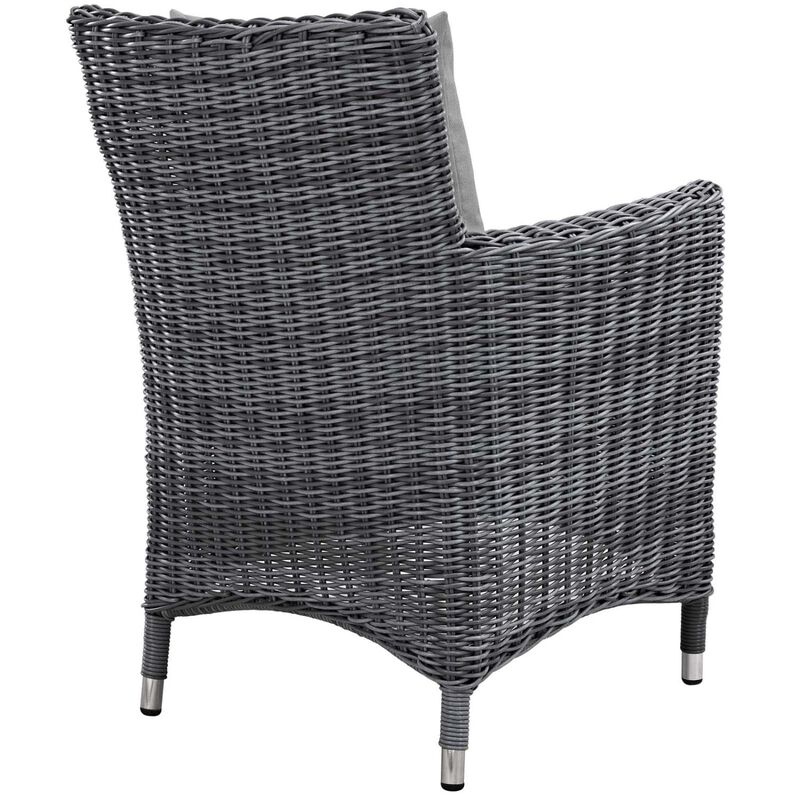 Modway Summon Wicker Rattan Outdoor Patio Sunbrella Dining Armchair in Canvas Gray