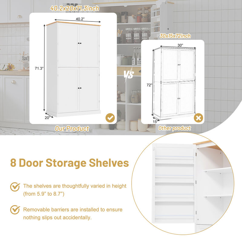Merax High Freestanding Kitchen Pantry Storage Cabinet