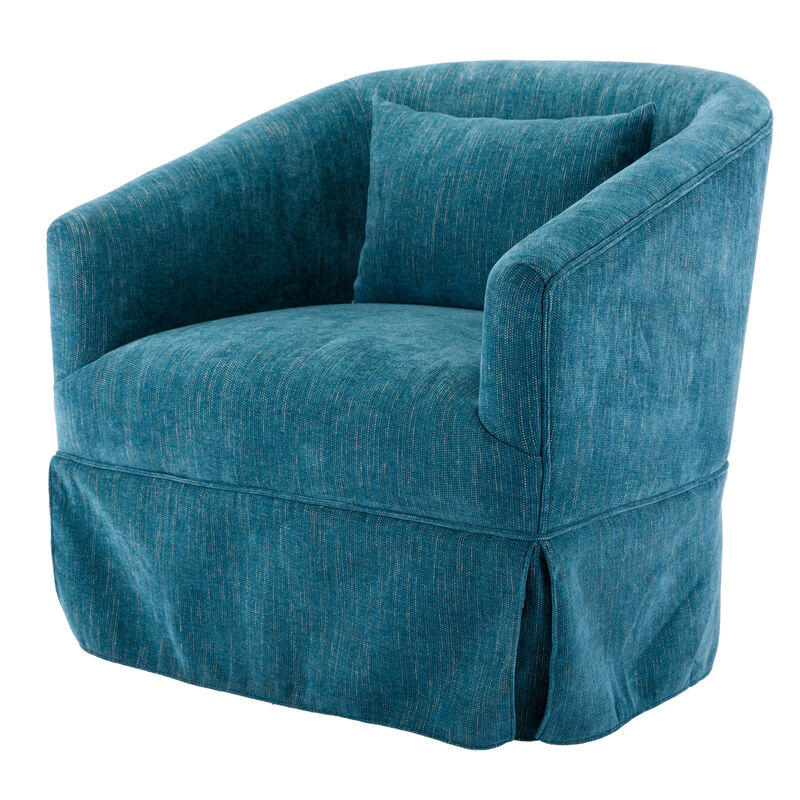 360-degree Swivel Accent Armchair Linen Blend Green