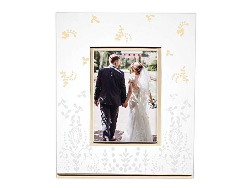 Lenox Opal Innocence Flourish Glass Picture Frame, 2.20 LB, Metallic