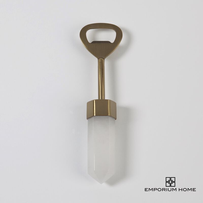 Emporium Home Crystal Bottle Opener in Satin Brass