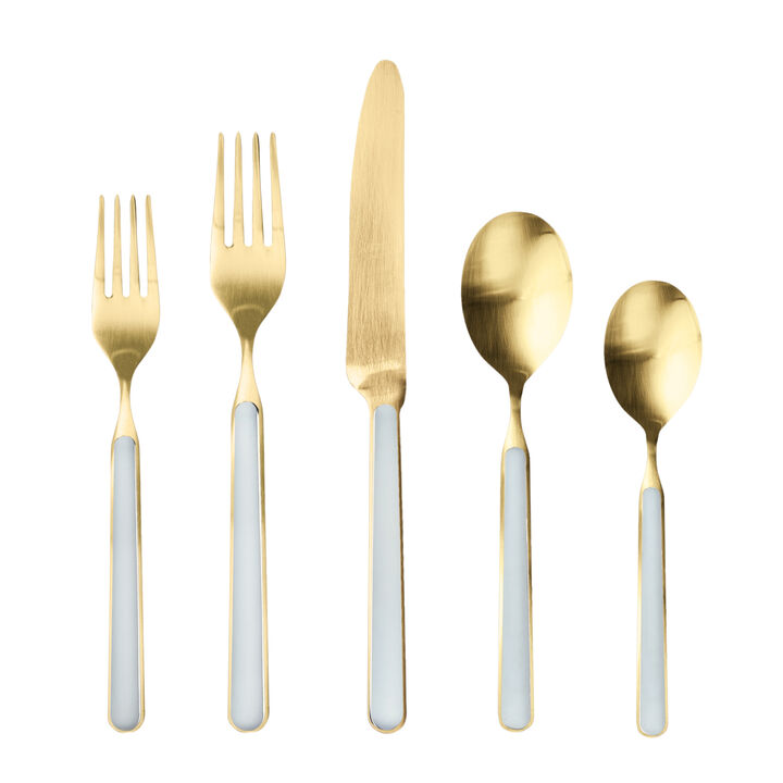 Fantasia 20-Piece Flatware Set in Ice Gold Light Blue