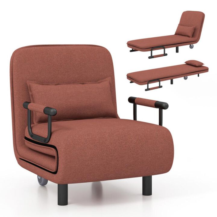 Hivvago 3-in-1 Convertible Sofa Bed with 5-Position Adjustable Backrest and Lumbar Pillow