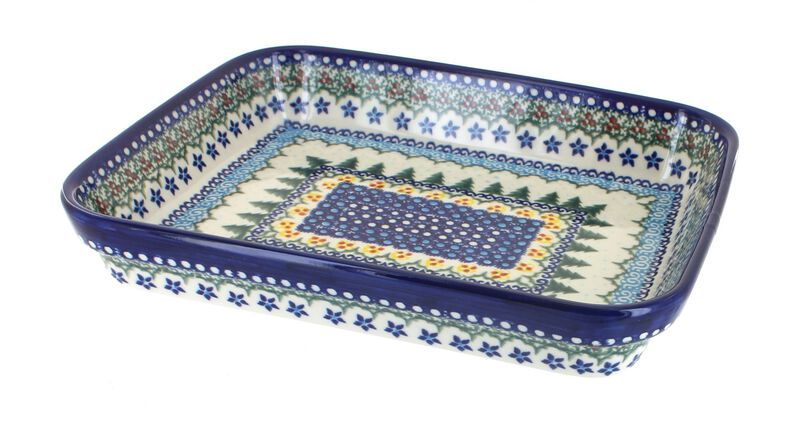 Blue Rose Polish Pottery Atlantis Medium Rectangular Baker