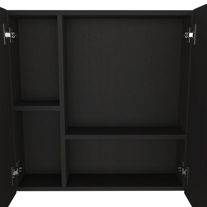 DEPOT E-SHOP Harbor Medicine Double Door Cabinet,Four Interior Shelves, Black