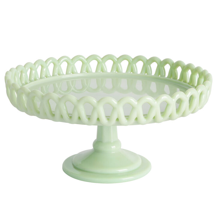 Martha Stewart Highbrook Jadeite Glass Loop Cake Stand in Mint