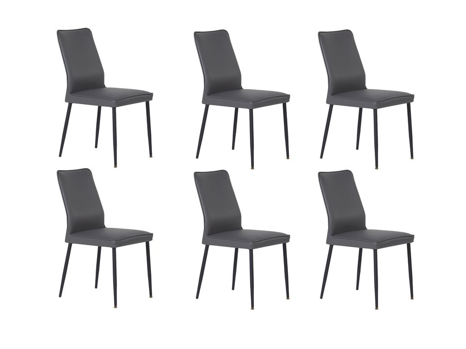 Faux Leather Dining Chair with Metal Legs, Set of 6