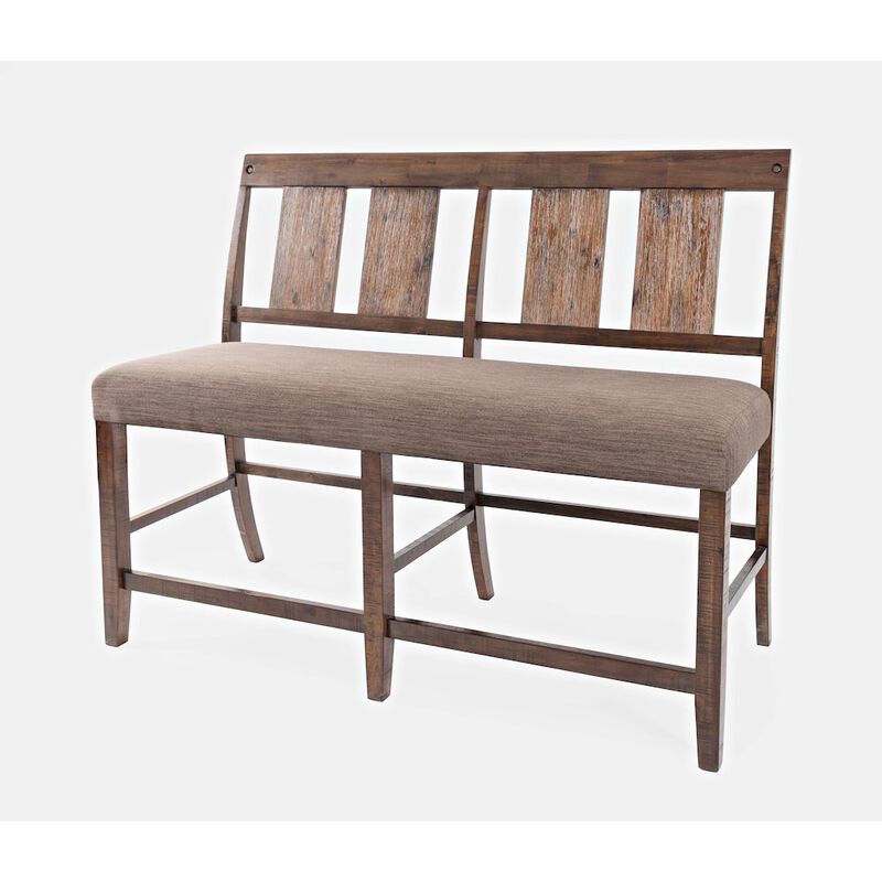 Jofran Mission Viejo Distressed Upholstered Counter Bench