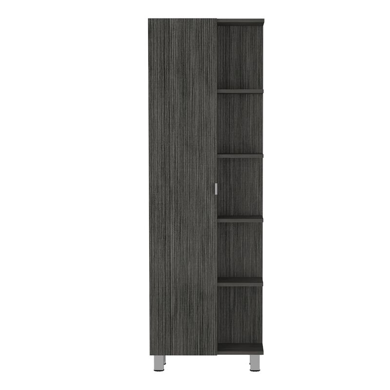 Urano Mirror Linen Cabinet, Four Interior  Shelves, Five External Shelves -Smokey Oak