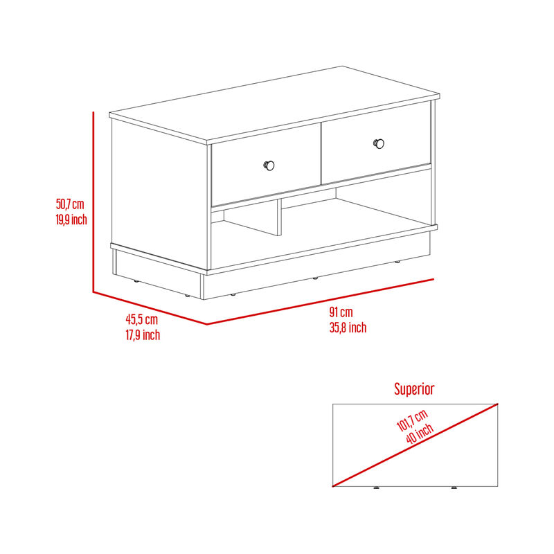 DEPOT E-SHOP Uranus Storage Bench, Two Drawers, Two Open Shelves, Black