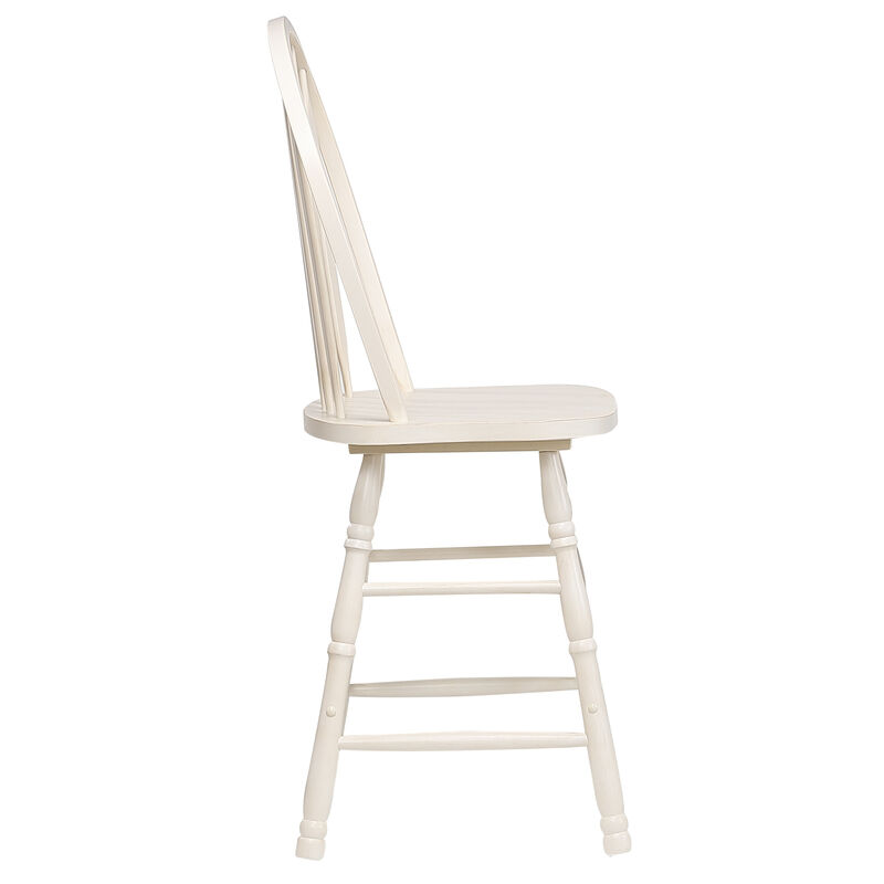 Andrews 45 in. Distressed Antique White High Back Bar Stool (Set of 2)