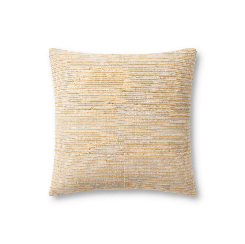 Annette PMH0046 Ivory/Natural 22''x22'' Polyester Pillow by Magnolia Home by Joanna Gaines x Loloi, Set of Two