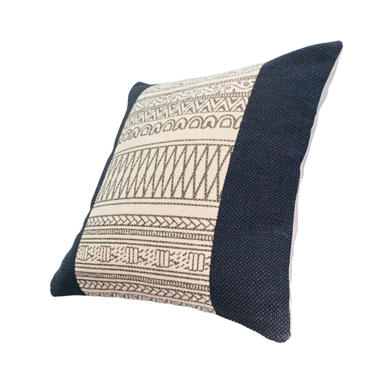 18 x 18 Square Cotton Accent Throw Pillow, Aztec Inspired Linework Pattern