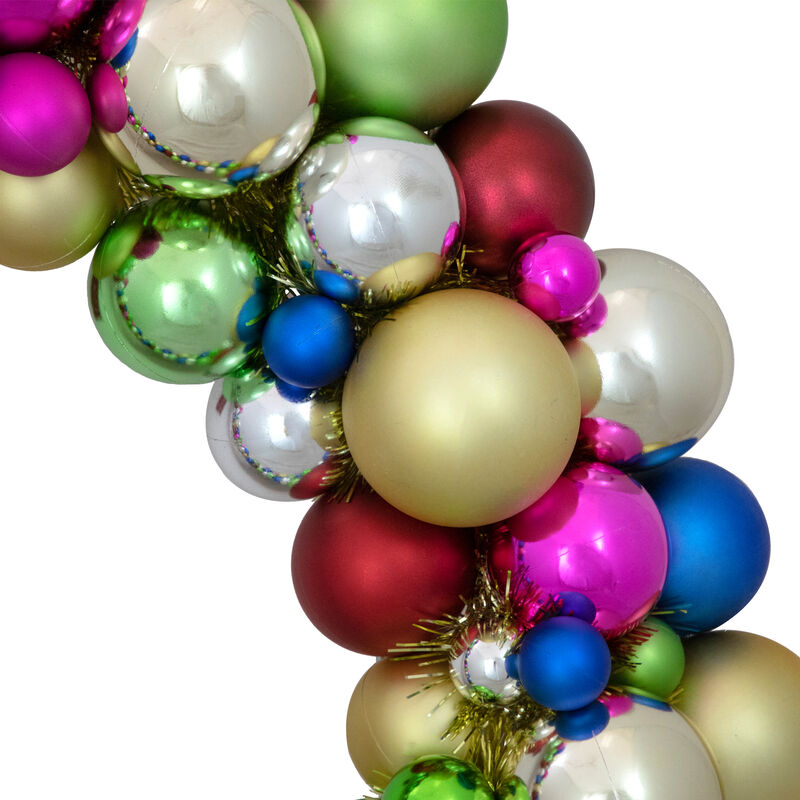 Multi-Color 2-Finish Shatterproof Ball Christmas Wreath  36-Inch