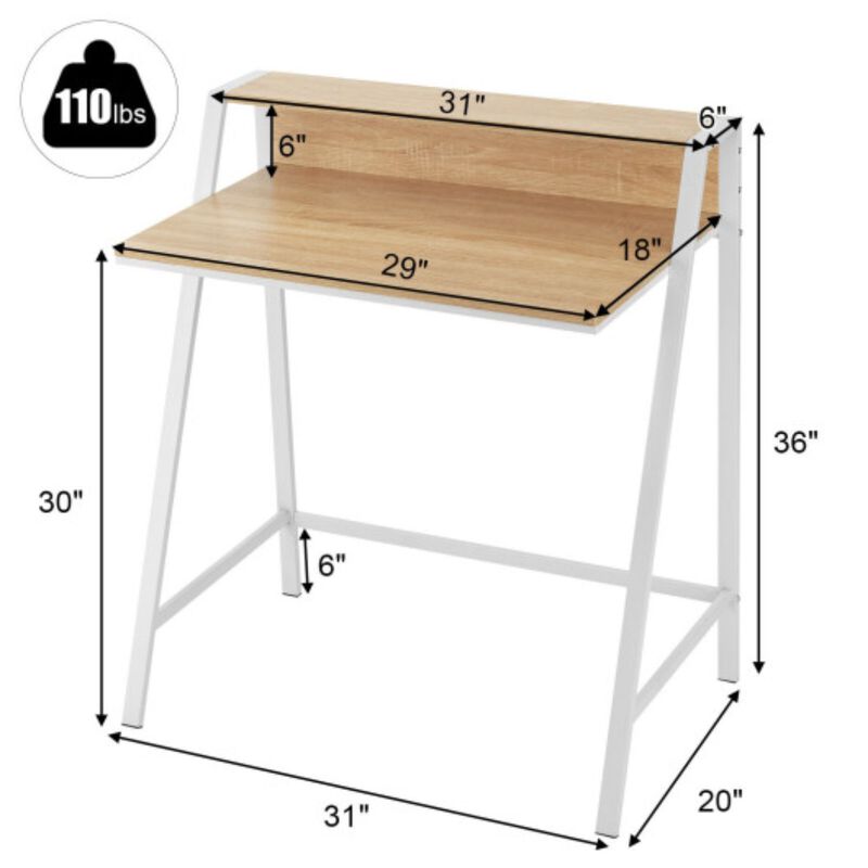 2 Tier Computer Desk PC Laptop Table Study Writing Home Office Workstation