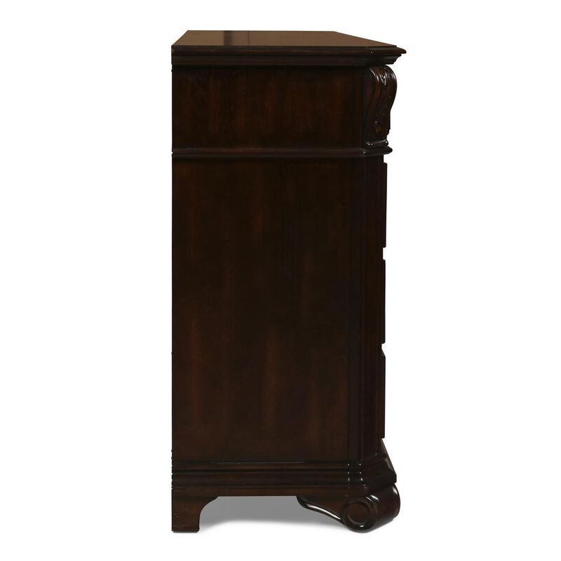 New Classic Furniture Furniture Emilie Solid Wood Engineered Wood Dresser in Tudor Brown