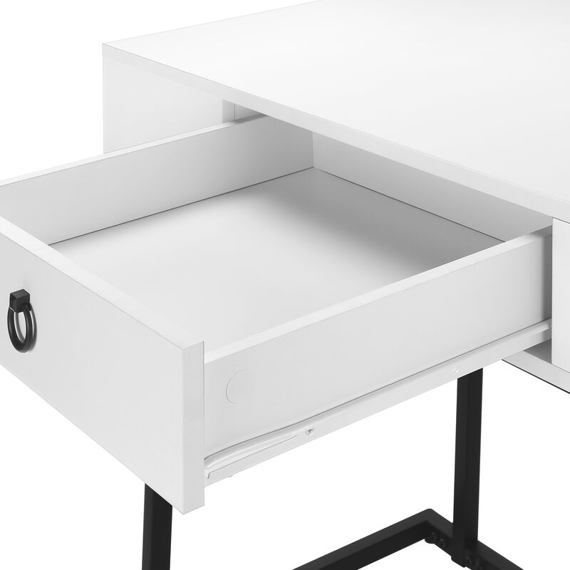 Monarch Specialties I 7385 Computer Desk, Home Office, Laptop, Storage Drawers, 42"L, Work, Metal, Laminate, Glossy White, Black, Contemporary, Modern