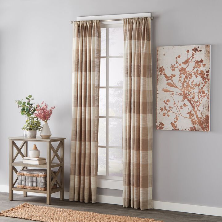 Saturday Knight Ltd Aiden Woven Design Window Panel With 1.5" Rod Pocket - 52x84", Taupe