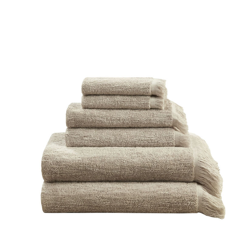 Gracie Mills Janell 6 Piece Terry Cotton Dobby Slub Towel Set