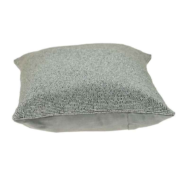 Homezia Shimmering Silver Beaded Luxury Throw Pillow