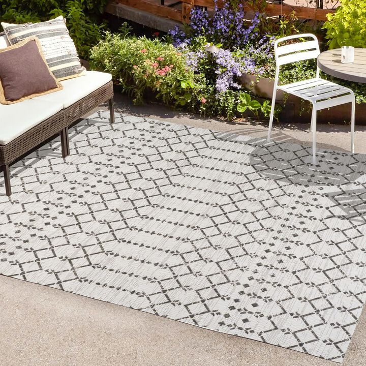 Ourika Moroccan Geometric Textured Weave Indoor/Outdoor Runner Rug